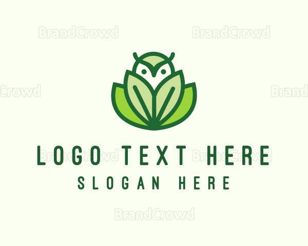 Green Eco Owl Bird Logo