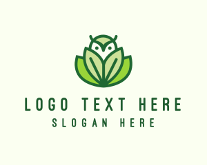 Green Eco Owl Bird logo design