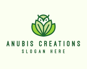 Green Eco Owl Bird logo design