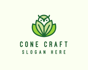 Green Eco Owl Bird logo design