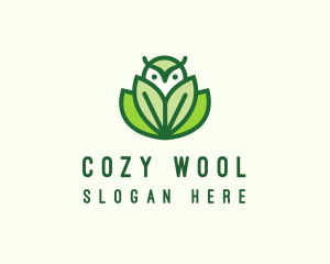 Green Eco Owl Bird logo design