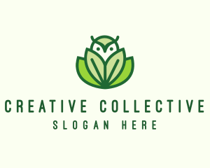 Green Eco Owl Bird logo design