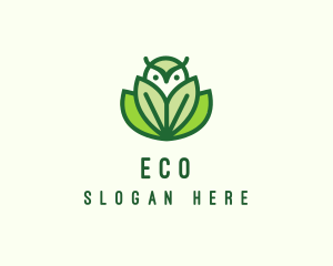 Green Eco Owl Bird logo design