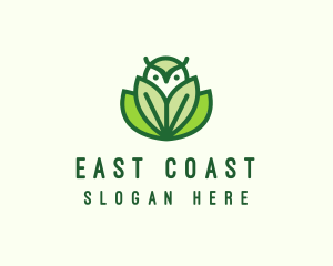 Green Eco Owl Bird logo design