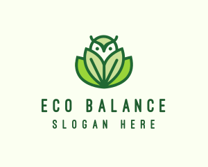 Green Eco Owl Bird logo design