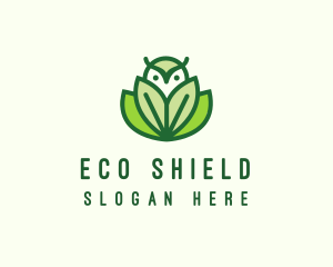 Green Eco Owl Bird logo design