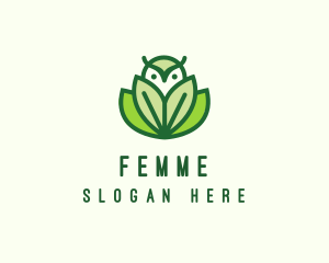 Green Eco Owl Bird logo design