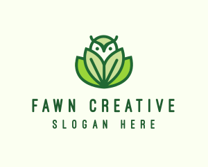 Green Eco Owl Bird logo design