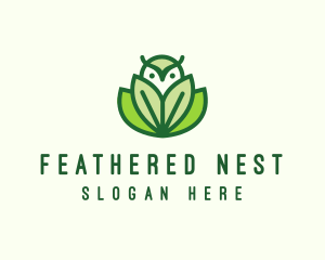 Green Eco Owl Bird logo design