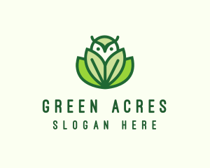 Green Eco Owl Bird logo design