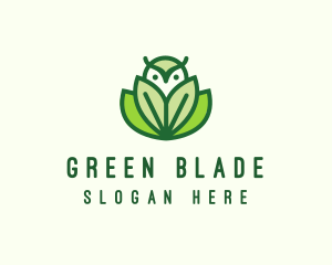 Green Eco Owl Bird logo design