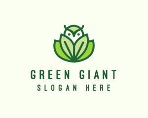 Green Eco Owl Bird logo design