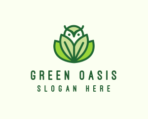 Green Eco Owl Bird logo design