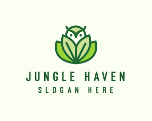 Green Eco Owl Bird logo design