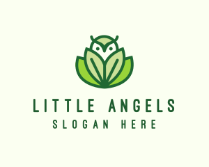 Green Eco Owl Bird logo design