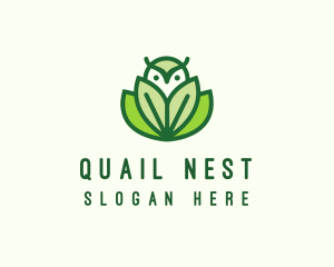 Green Eco Owl Bird logo design