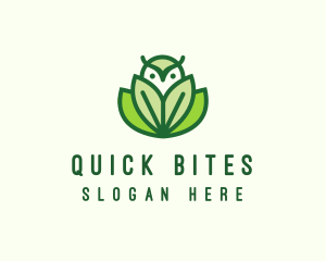 Green Eco Owl Bird logo design