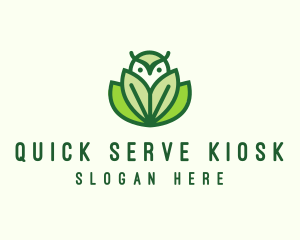 Green Eco Owl Bird logo design