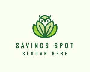 Green Eco Owl Bird logo design