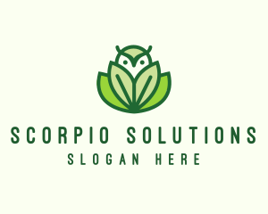 Green Eco Owl Bird logo design