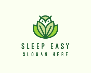 Green Eco Owl Bird logo design