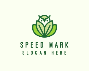 Green Eco Owl Bird logo design