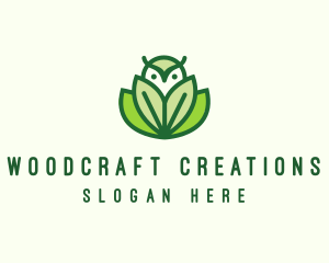 Green Eco Owl Bird logo design