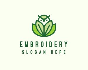 Green Eco Owl Bird logo design