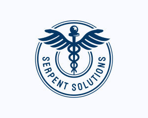 Snake - Caduceus Snake Wings logo design