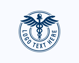 Physician - Caduceus Snake Wings logo design