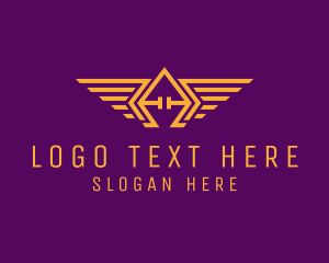 Diamond - Golden Pilot Wings logo design