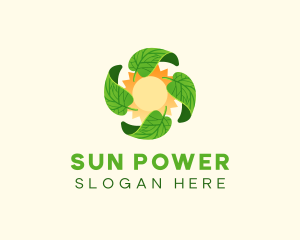 Solar - Leaf Sun Solar logo design