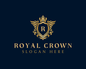 Royal Crown Shield Wings logo design