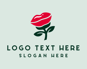 Valentine - Lip Rose Flower logo design