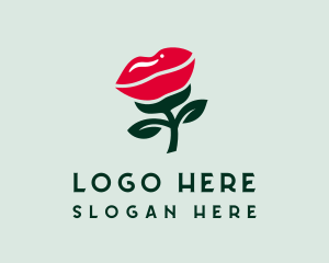 Lip Rose Flower Logo