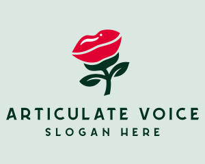 Speaking - Lip Rose Flower logo design