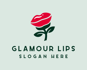 Lip Rose Flower logo design