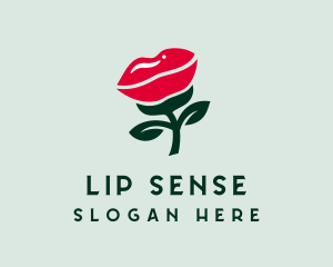 Lip Rose Flower logo design