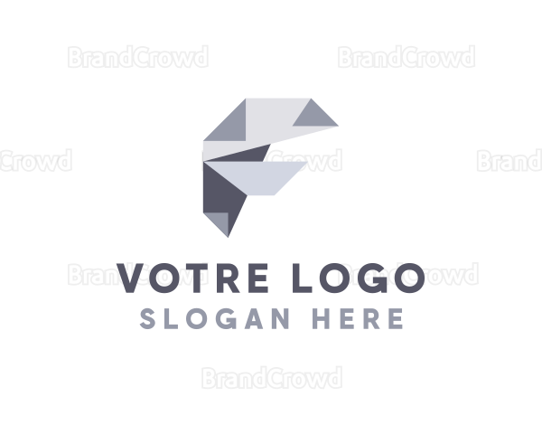 Origami Fold Letter F Logo