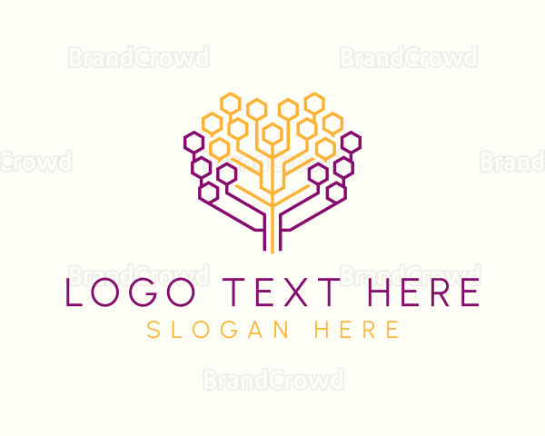 Digital Honeycomb Tree Logo