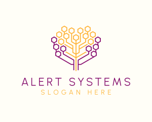 Digital Honeycomb Tree logo design