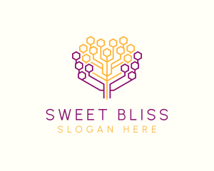 Digital Honeycomb Tree logo design