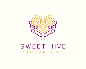 Honeycomb - Digital Honeycomb Tree logo design