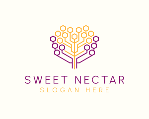 Digital Honeycomb Tree logo design