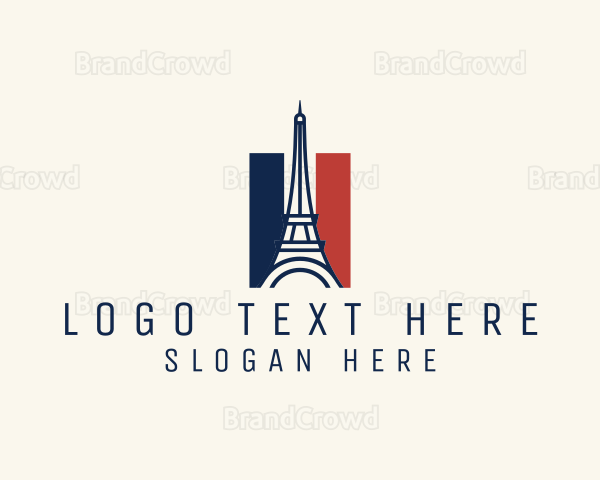 Eiffel Tower France Flag Logo