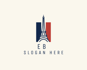 Tour Guide - Eiffel Tower France Flag logo design