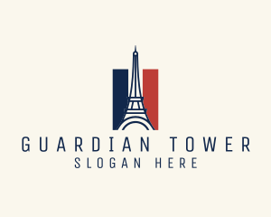 Eiffel Tower France Flag logo design