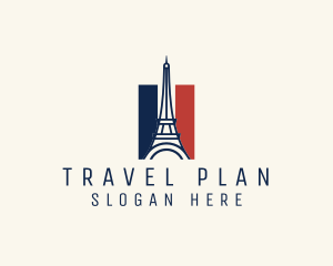 Itinerary - Eiffel Tower France Flag logo design