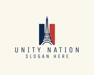 Eiffel Tower France Flag logo design