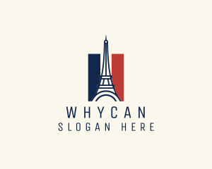 Tour Guide - Eiffel Tower France Flag logo design